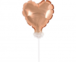 Różowe złoto balon na patyczku w kształcie serca