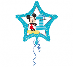Balon foliowy z myszką mickey w kształcie gwiazdki na pierwsze urodziny