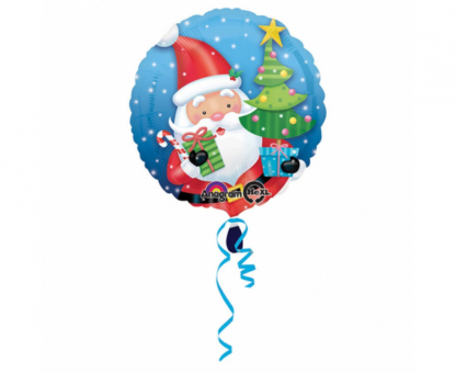 Balon foliowy ze świętym Mikołajem i choinką