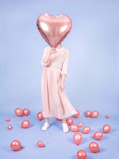 Różowe złoto balon foliowy w kształcie serca