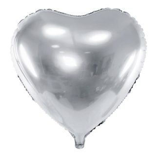 Srebrny balon foliowy w kształcie serca