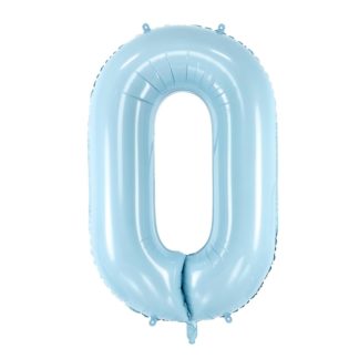 Niebieski balon foliowy w kształcie cyfry 0