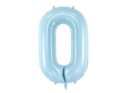 Niebieski balon foliowy w kształcie cyfry 0