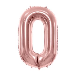 Różowe złoto balon foliowy w kształcie cyfry 0