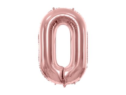 Różowe złoto balon foliowy w kształcie cyfry 0