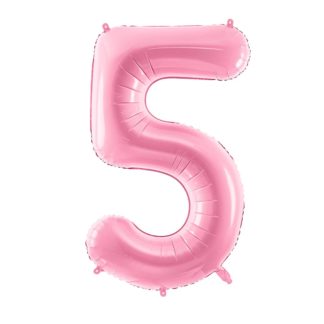 Różowy balon foliowy w kształcie cyfry 5