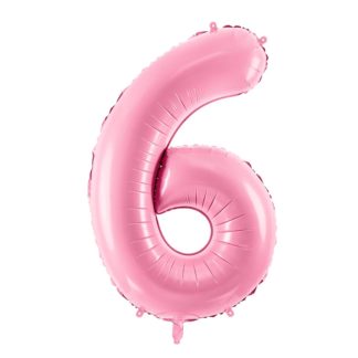Różowy balon foliowy w kształcie cyfry 6