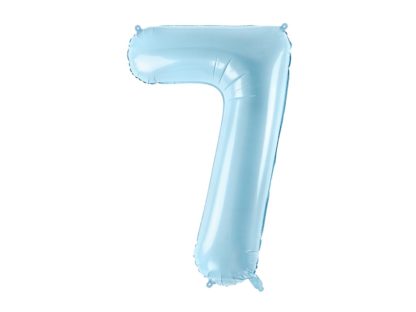 Niebieski balon foliowy w kształcie cyfry 7