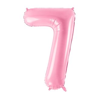 Różowy balon foliowy w kształcie cyfry 7