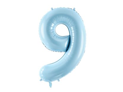 Niebieski balon foliowy w kształcie cyfry 9