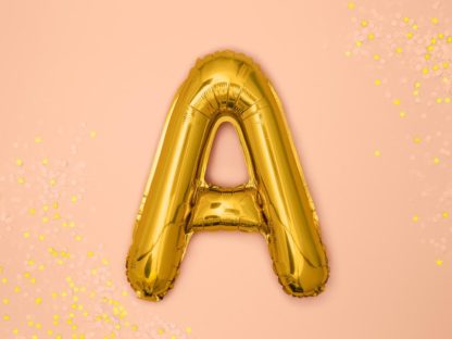 Złoty balon foliowy w kształcie litery A