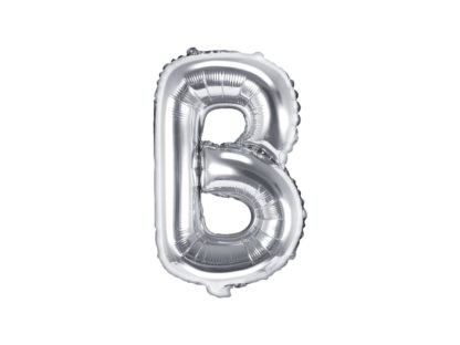 Srebrny balon foliowy w kształcie litery B