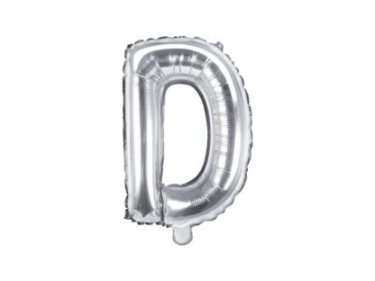 Srebrny balon foliowy w kształcie litery D