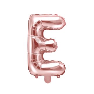 Różowe złoto balon foliowy w kształcie litery E