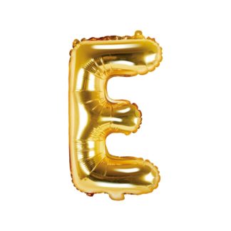 Złoty balon foliowy w kształcie litery E