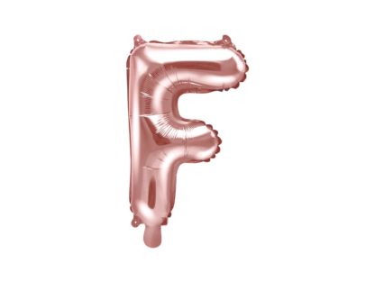 Różowe złoto balon foliowy w kształcie litery F