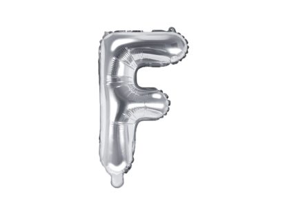 Srebrny balon foliowy w kształcie litery F