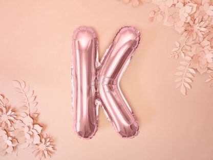Różowe złoto balon foliowy w kształcie litery K
