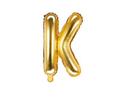 Złoty balon foliowy w kształcie litery K