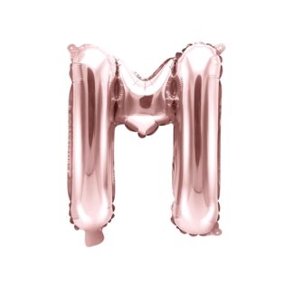 Różowe złoto balon foliowy w kształcie litery M