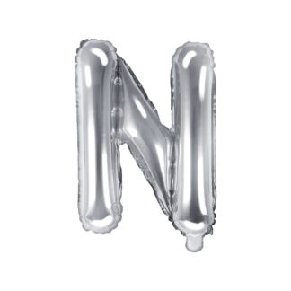 Srebrny balon foliowy w kształcie litery N