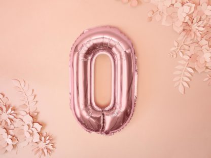 Różowe złoto balon foliowy w kształcie litery O