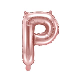 Różowe złoto balon foliowy w kształcie litery P