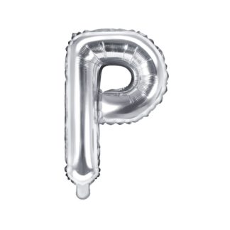 Srebrny balon foliowy w kształcie litery P