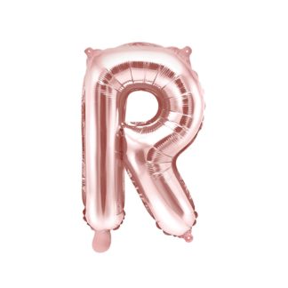 Różowe złoto balon foliowy w kształcie litery R
