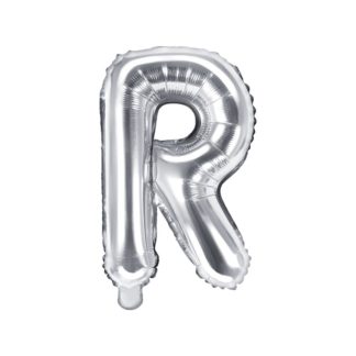 Srebrny balon foliowy w kształcie litery R