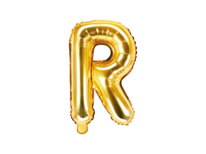 Złoty balon foliowy w kształcie litery R