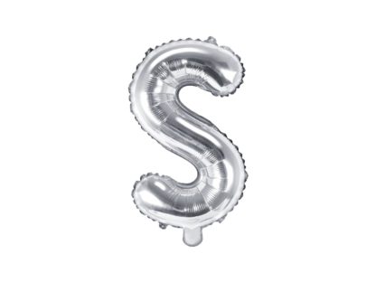 Srebrny balon foliowy w kształcie litery S