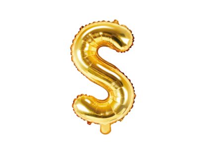 Złoty balon foliowy w kształcie litery S