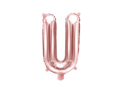 Różowe złoto balon foliowy w kształcie litery U