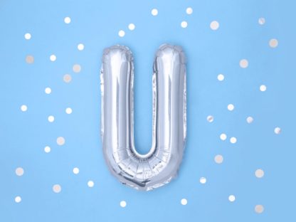 Srebrny balon foliowy w kształcie litery U