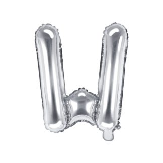 Srebrny balon foliowy w kształcie litery W