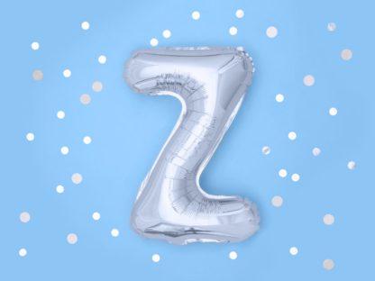 Srebrny balon foliowy w kształcie litery Z
