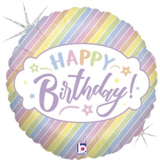 Pastelowy balon foliowy z napisem "happy birthday"