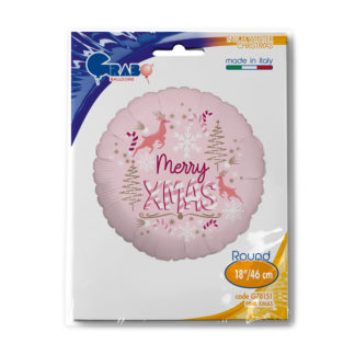 Różowy balon foliowy z napisem "Merry Xmas"