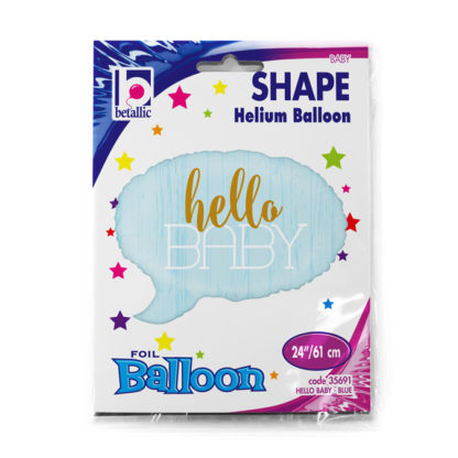 Niebieski balon foliowy w kształcie chmurki z napisem "Hello Baby"