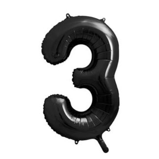 Czarny balon foliowy w kształcie cyfry 3