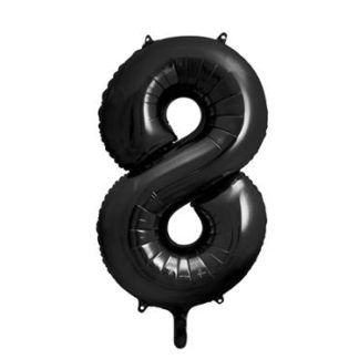 Czarny balon foliowy w kształcie cyfry 8