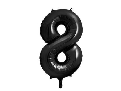 Czarny balon foliowy w kształcie cyfry 8
