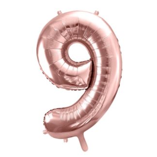 Różowe złoto balon foliowy w kształcie cyfry 9