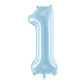 Niebieski balon foliowy w kształcie cyfry 1