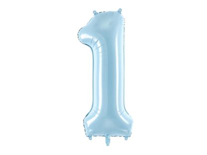 Niebieski balon foliowy w kształcie cyfry 1