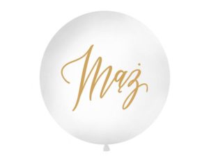 Biały balon ze złotym napisem mąż