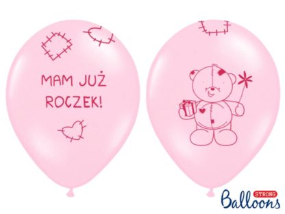 Różowe balony na pierwsze urodziny