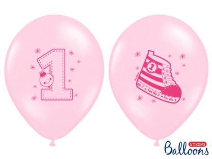 Różowe balony lateksowe na pierwsze urodziny