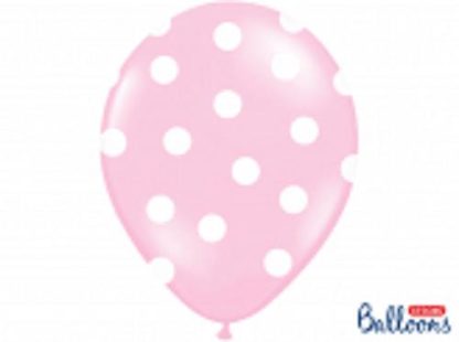 Różowy balon lateksowy z białymi kropkami